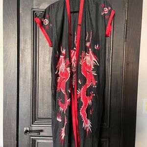 Black and Red Dragon Embroidered Kimono